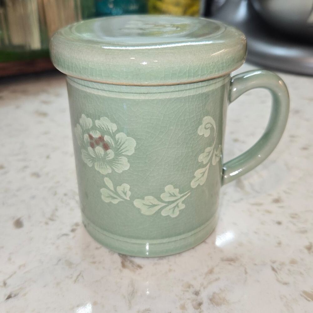 Vintage Korean Traditional Celadon Tea Mug